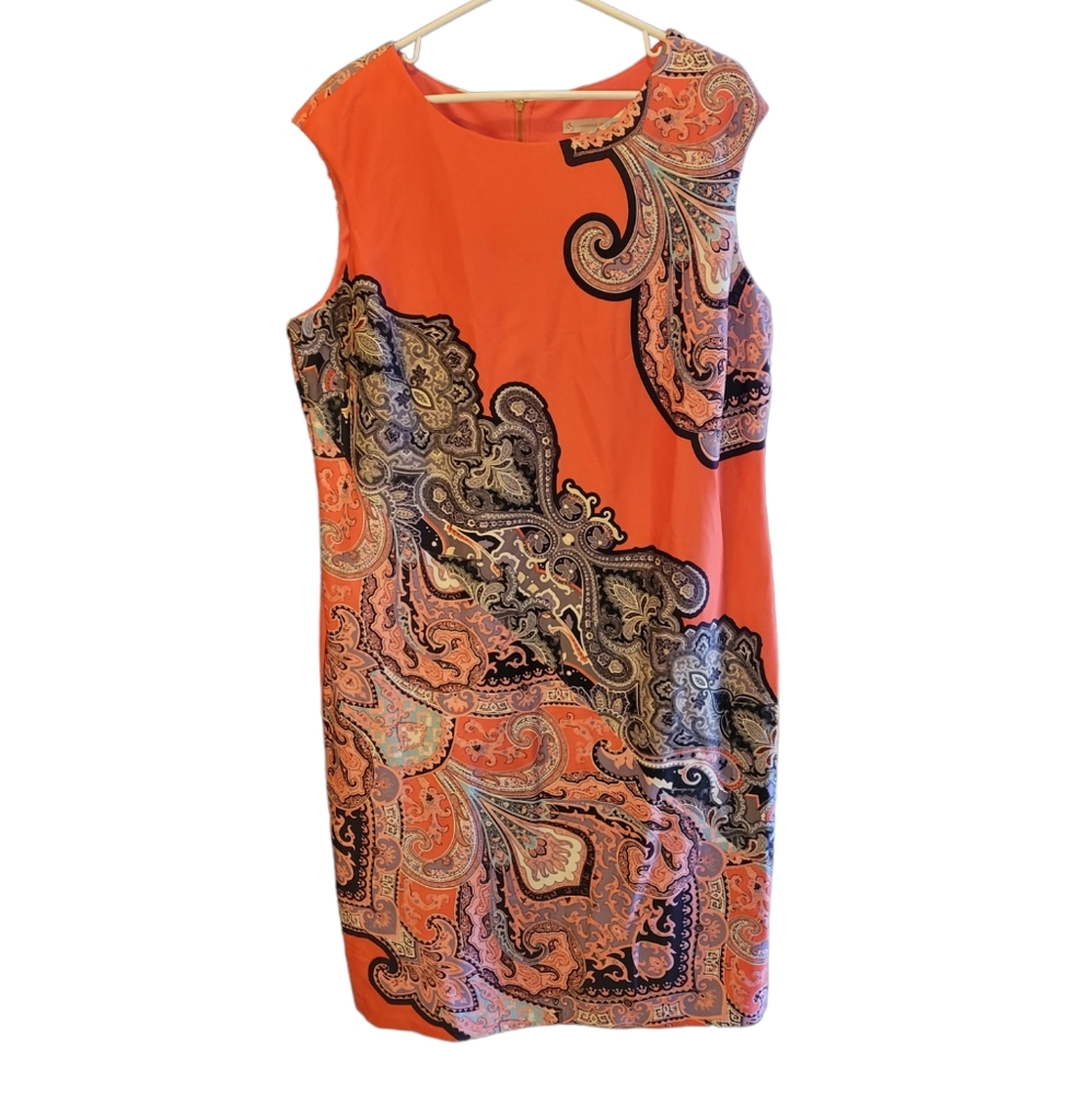 Cb established 1962 Orange Paisley Sleeveless Dress Size 18